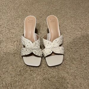 A New Day White Mules with Braided Detail